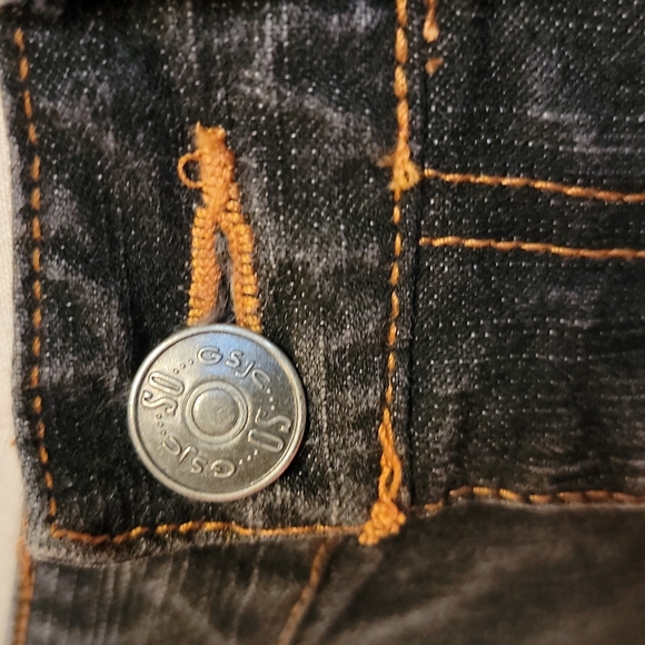 SO ♡ Sweet Black STRETCH Denim Gold Trim Stitching Fit 'n Flare Jeans 1 - Picture 16 of 17